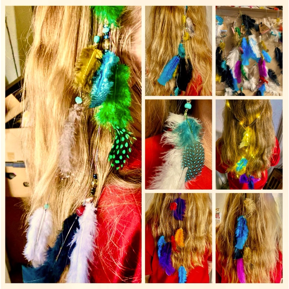 Fabulous fun feather hair pieces & earrings